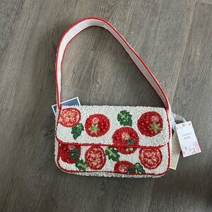 Embellished White and Red Tomato Women's Bag